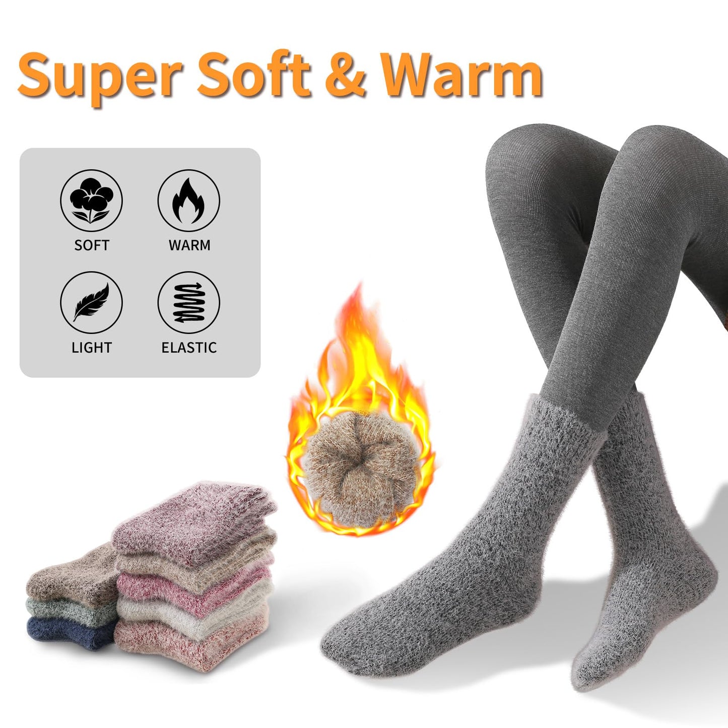 SISOSOCK Fuzzy Cozy Warm Socks for Women-Winter Home Thick Wool Soft Sleeping Socks-Perfect Gifts for Women
