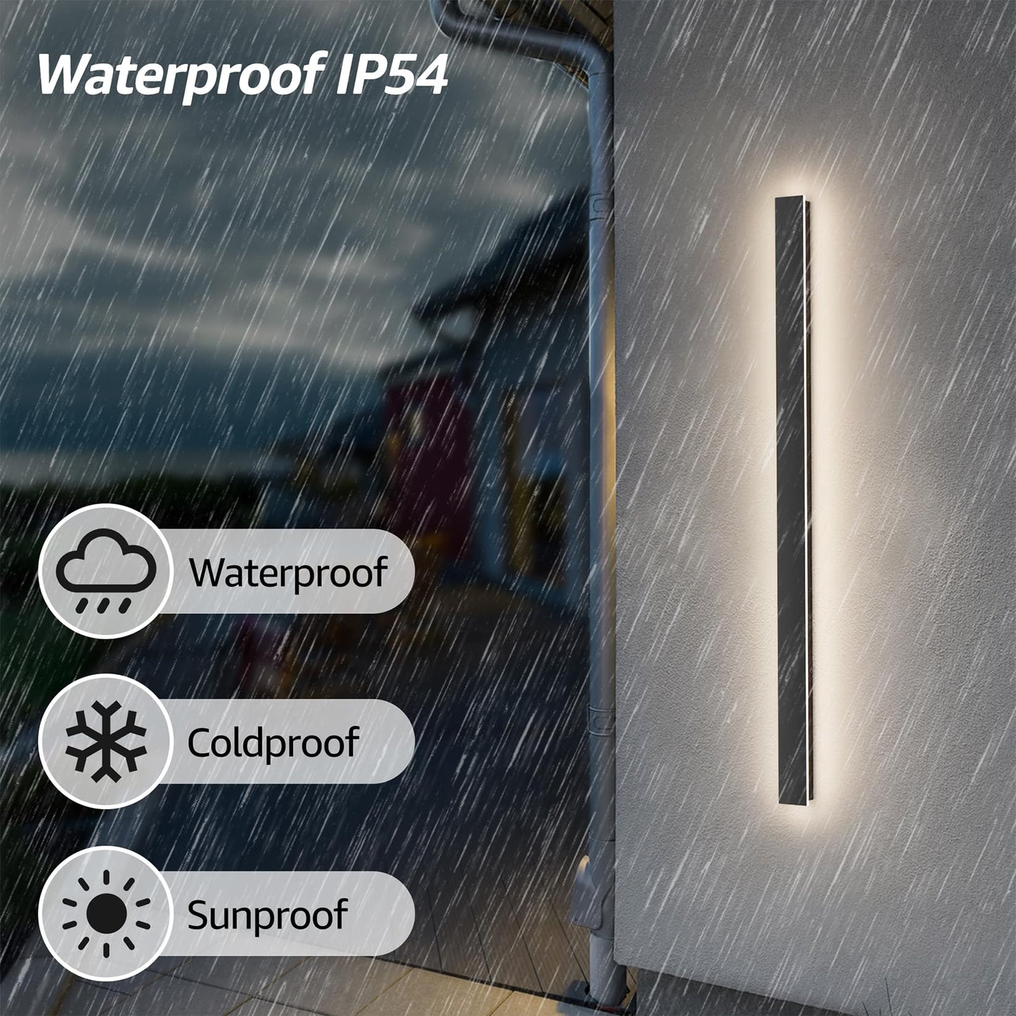 lundwa 40inch Long Outdoor LED Wall Light 4000K Natural Light 30W Black Porch Light Acrylic Waterproof IP65 Exterior Wall Light Fixture for House Patio Porch Courtyard