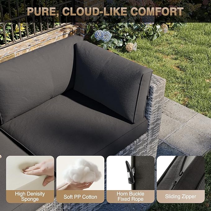 Aoxun Patio Furniture Sets, 7-Piece Outdoor Patio Furniture with Thick Cushions, Wicker Outdoor Conversation Set Sectional Sofa for Backyard, Poolside, Garden