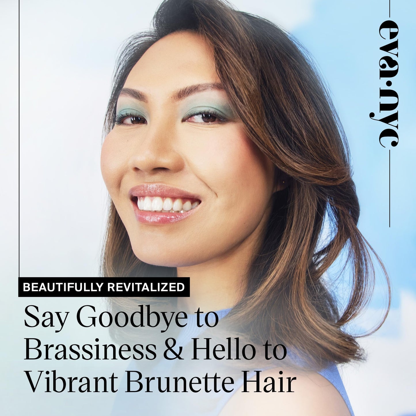 Eva NYC Brass to Sass Brunette Shampoo, Toning Blue Shampoo for Brunettes, Neutralizes Brassy Red and Orange Tones, Blue Shampoo