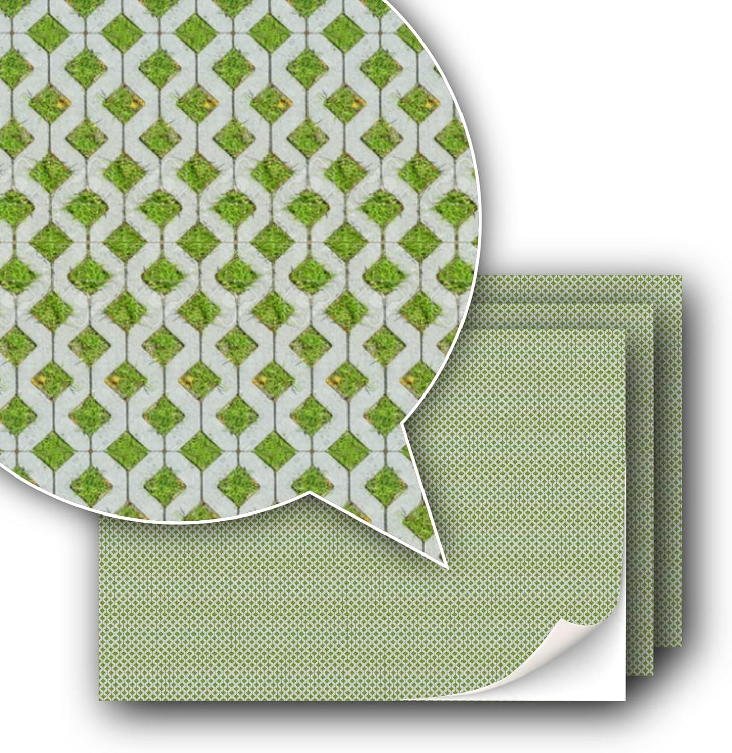 3 Sheets Self-Adhesive Decorative Film Paving Stones and Surfaces for Model Making in Scale 1:87 Scale H0 (UK: 3.5 mm Scale) (Lawn Paving Stones)