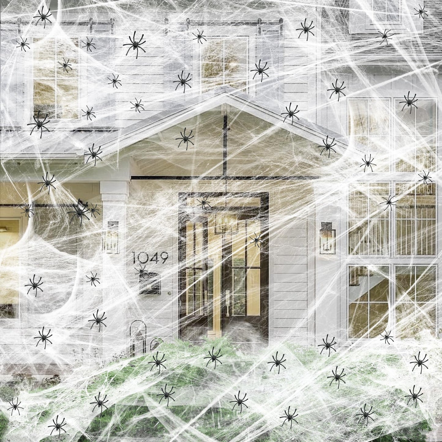 Famoby 1200 sqft Halloween Spider Webs & 50pcs Fake Spiders Super Stretch Cobwebs for Halloween Theme Decoration Indoor and Outdoor Party Supplies