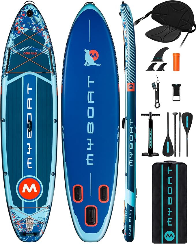 MYBOAT 11'6"×34"×6" Extra Wide Inflatable Paddle Board, Stand Up Paddle Board for Fishing, Sup Board with 3 Removable Fin...