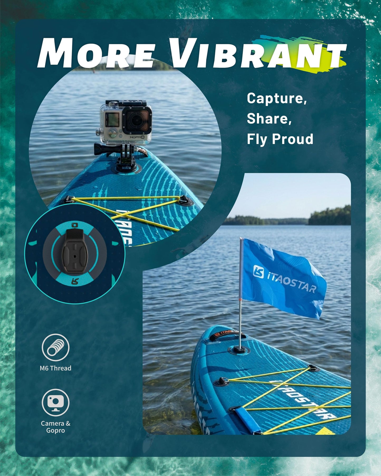 iTAOSTAR Lead 12' × 35" Inflatable Stand Up Paddle Board with Seat, Extra Wide SUP Board with 5 Fins Stable Design for Adults, Youth, All Skill Levels, Lakes, Oceans & Fishing