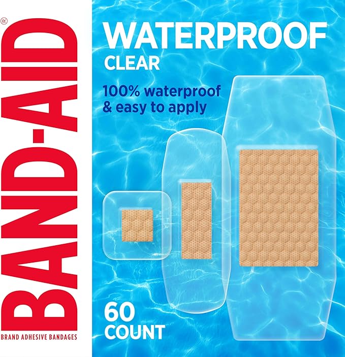 BAND-AID Brand Clear Waterproof Adhesive Bandages, Sterile First-Aid for Minor Wounds, Cuts & Scrapes, Clear Bandages with...