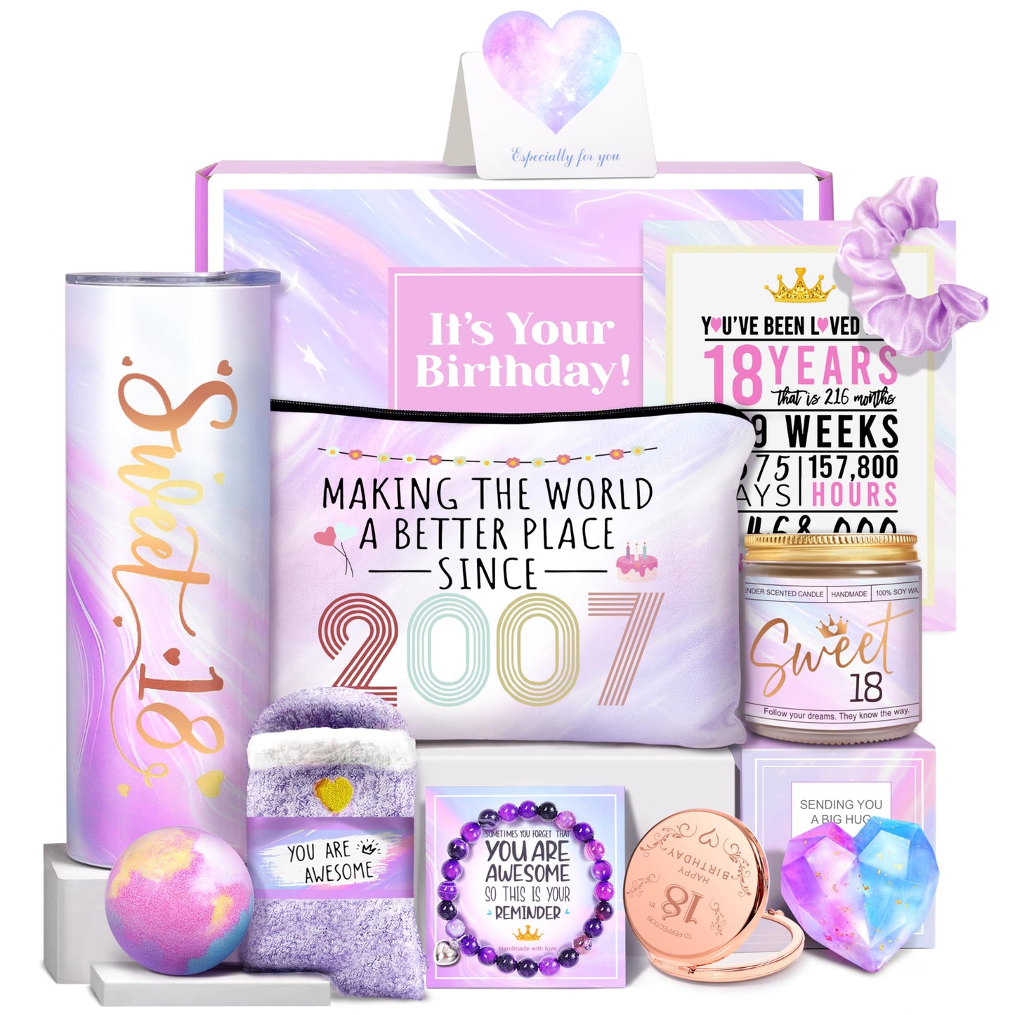HSOEIXL 18th Birthday Gifts for Girls, 18 Year Old Girl Birthday Gifts, Happy 18th Birthday Gifts for Her Daughter, Niece, Granddaughter, Girlfriend, Bestie, Cool 18th Birthday Gift Ideas