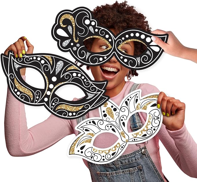 Big Dot of Happiness Masquerade - Mask Decorations - Venetian Mask Party Large Photo Props - 3 Pc