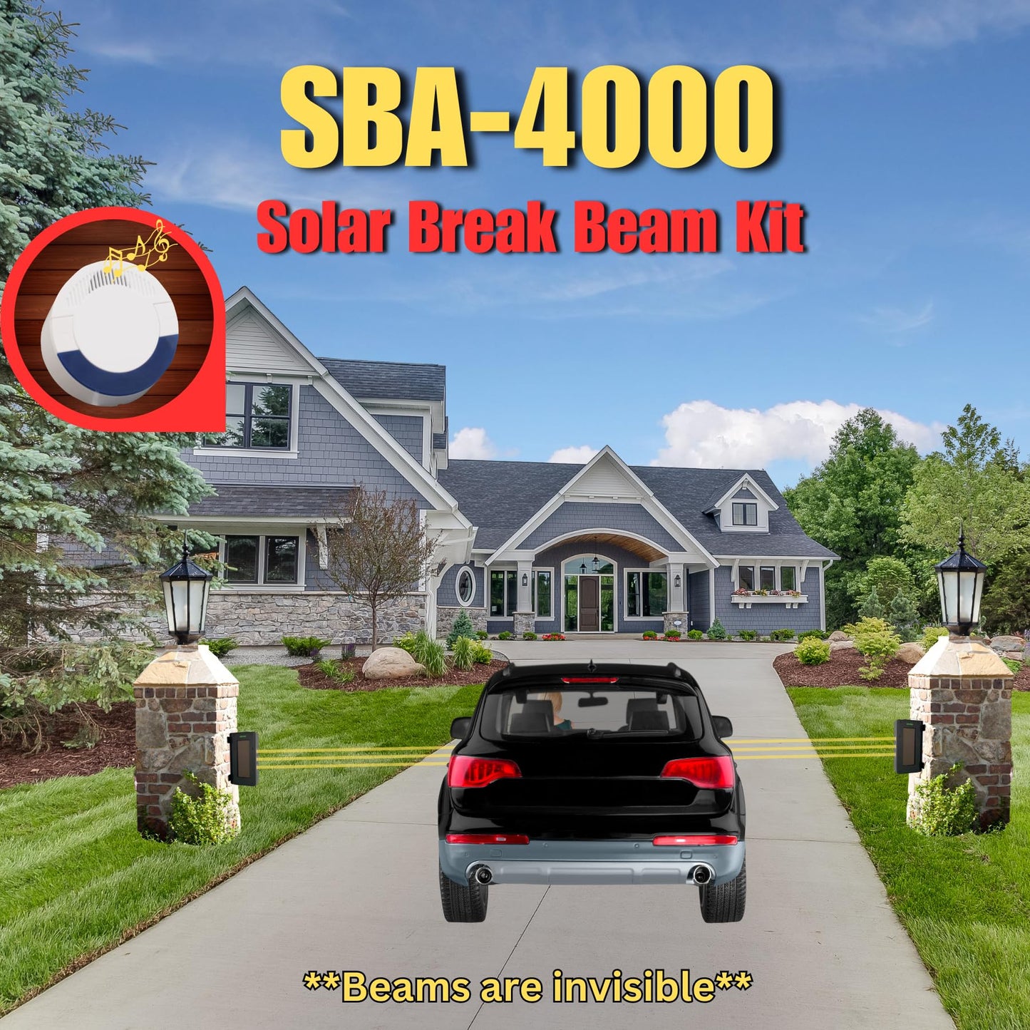 Dakota Alert SBA-4000 Solar Break Beam Driveway Alarm Kit - Long Range, Outdoor, Weatherproof, Up to 1 Mile Wireless Range - Includes SBA-4000 Transmitter and DCR-4000 Receiver