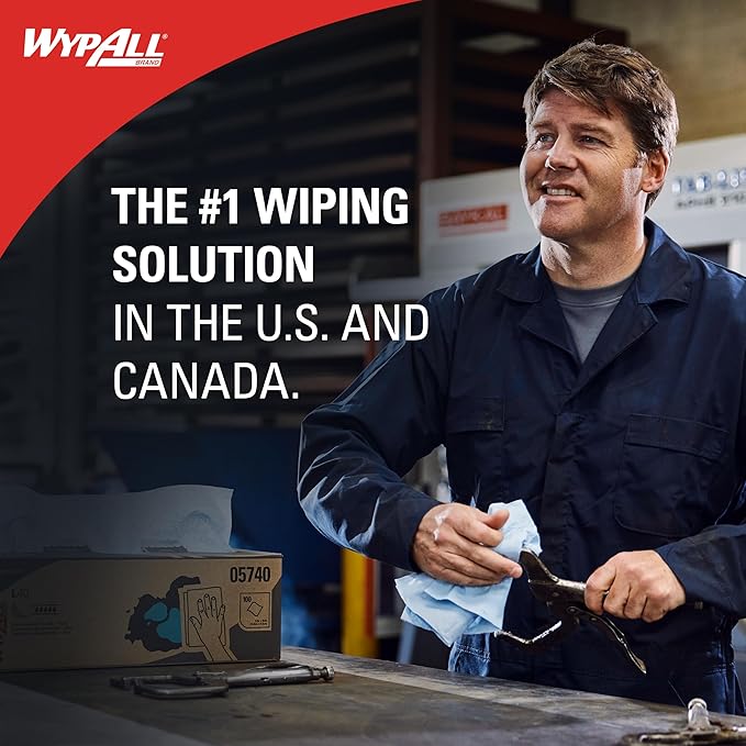 WypAll PowerClean X80 Cloths Heavy Duty Wipes (41043), Jumbo, Extended Use Towels, Blue (1 Roll of 455 Sheets, 455 Sheet Total)