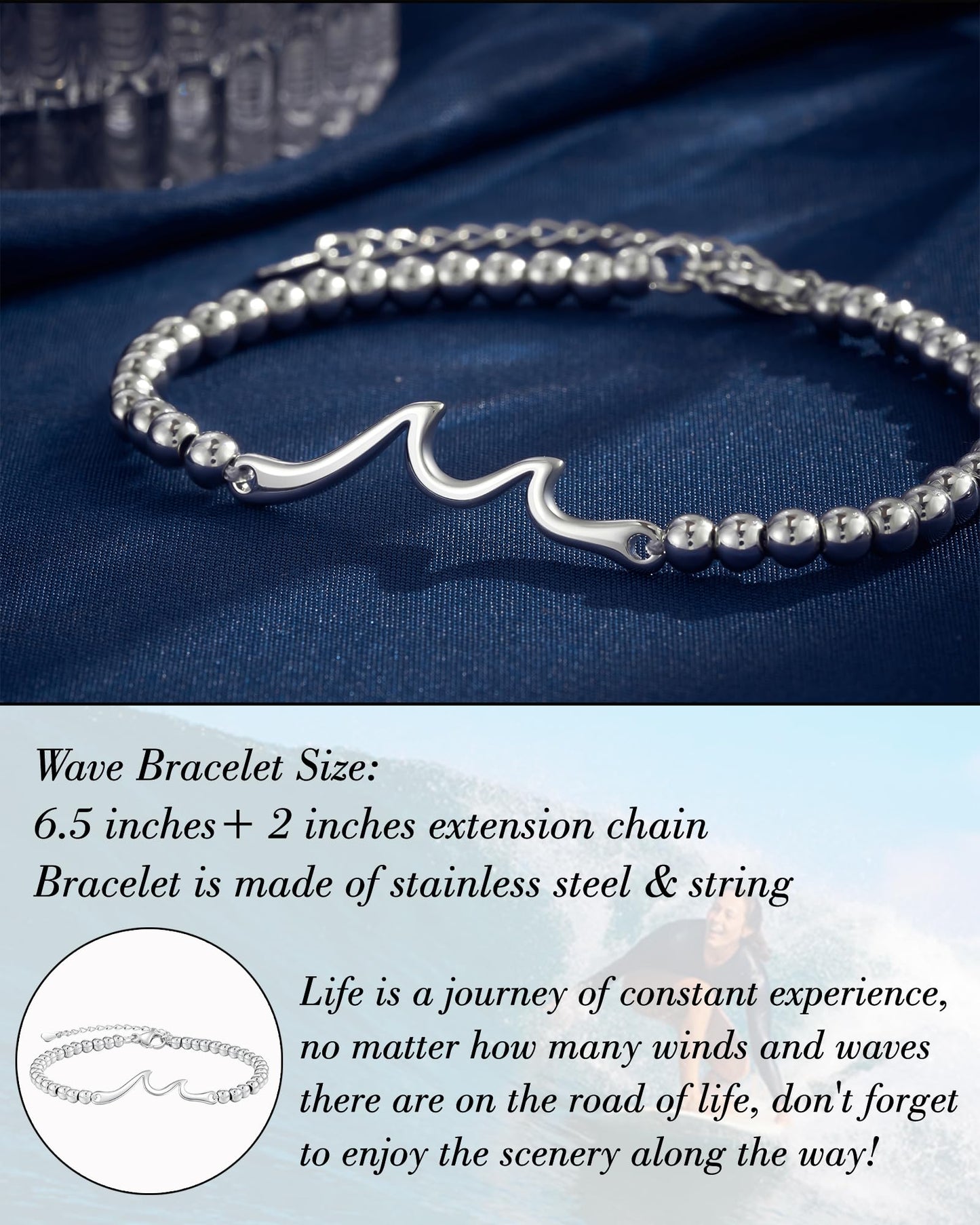 Tarsus Birthday Gifts for Women Unique, Birthday Decorations Gifts Ideas for Her Wave Bracelet Daughter Best Friend Sister 16th 18th 21st 30th 40th 50th 60th 65th 70th 75th 80th
