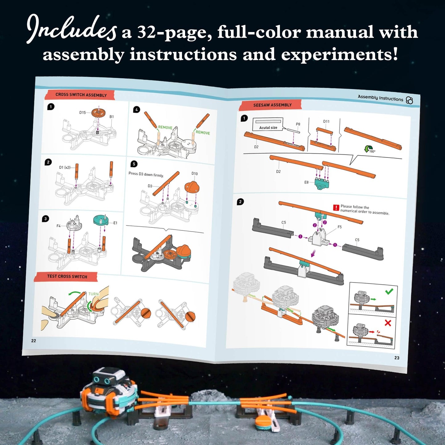 Thames & Kosmos RoboRails STEM Kit, Toy of The Year Winner, Build a Robot Monorail System w/Splitters, Cross Switch, Seesaw Mechanism, Modern-Day Model Train Set, Explore Physics, Gyroscopic Forces
