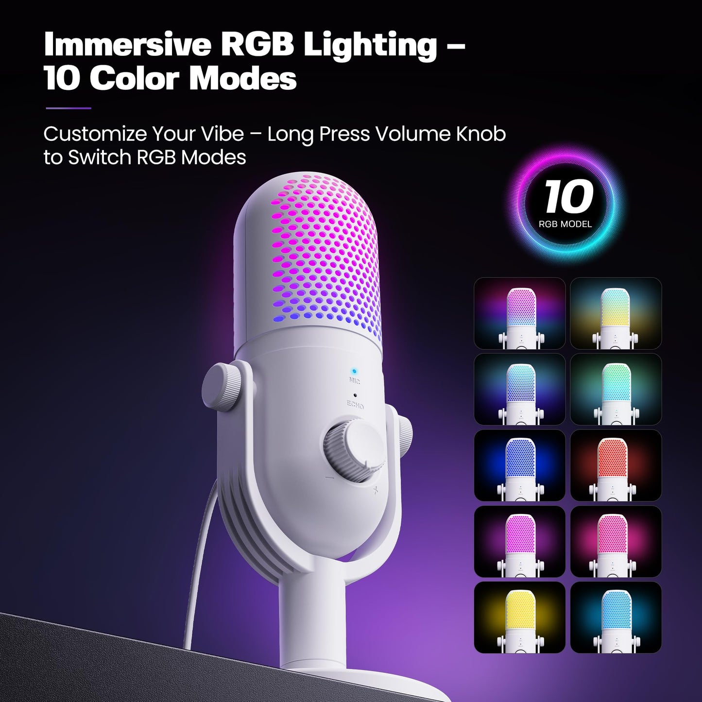 Usb Microphone For Pc Gaming: Condenser Microphone Rgb For Gamer With Stand Mic - Recording Mic For Computer&Laptop With Qiuck M