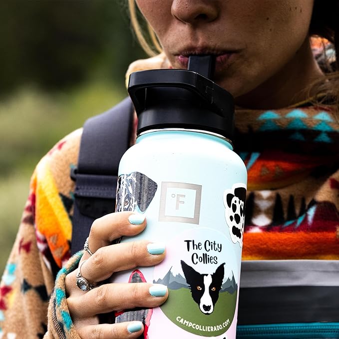 IRON °FLASK Camping & Hiking Hydration Flask with Straw, Wide Mouth Insulated Stainless Steel Sports Water Bottle - 40 oz Cobalt