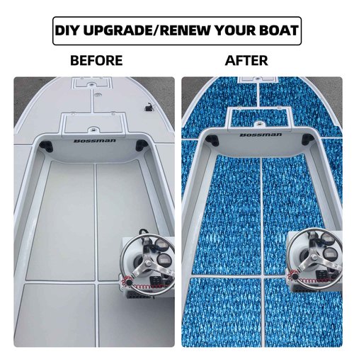 FOCEAN Boat Flooring EVA Foam Boat Decking Camo Marine Flooring Self-Adhesive Marine Mat for Motorboat RV Yacht Kayak, 94.5''x 23.6'', Camo Blue