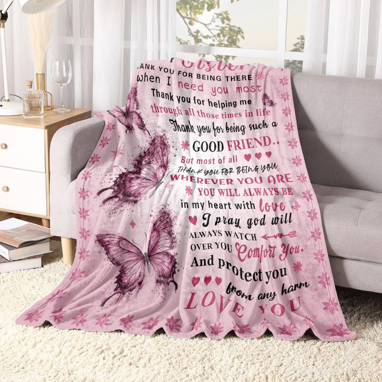 Sister Birthday Gifts, Gifts for Sister Idea, Sisters Gifts from Sis, Best Soft Sis Throw Blanket 60" x 50"