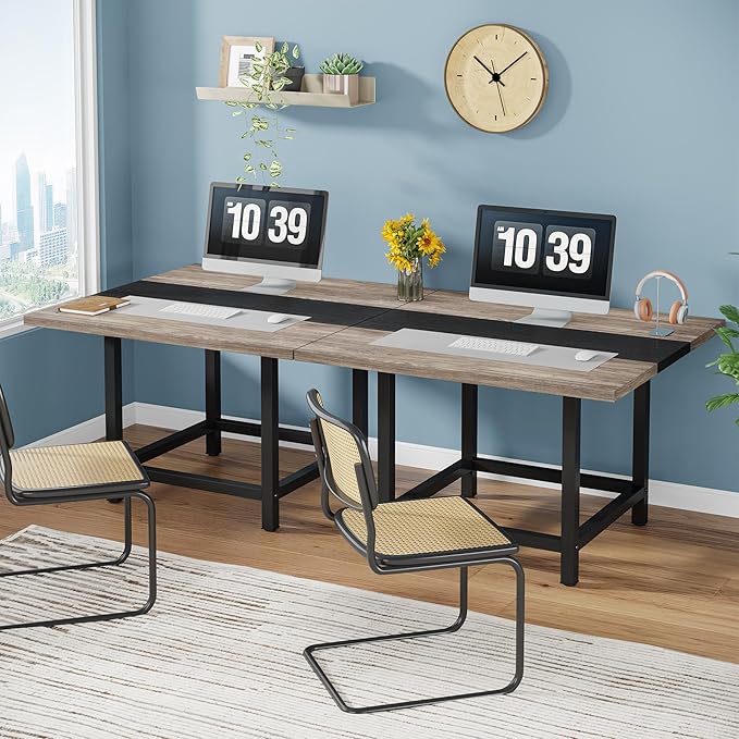 Tribesigns Square 4 People Conference Room Table, Gray 39.4L X 39.4W X 29.52H Inches Small Meeting Room Table for Home Office, (Chair not Included)