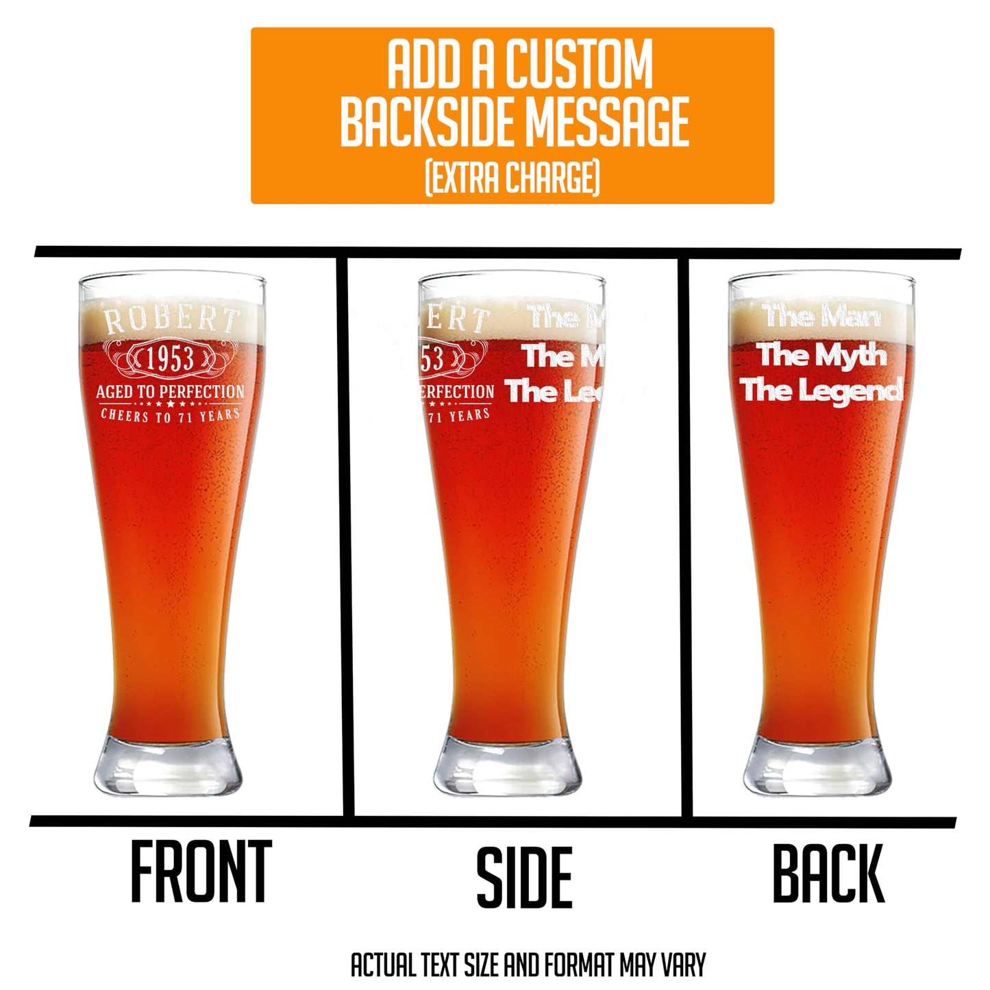 Personalized Gifts for Men Etched 23oz Pilsner Beer Glass - Customized Birthday Gifts for Brother, Bernard, Custom Engraved Drinking Gift Him Man Father Dad, Vasos Regalos Personalizados para Hombre