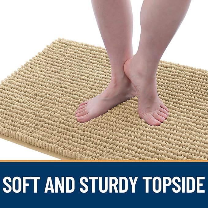 OLANLY Dog Door Mat for Muddy Paws 36x24, Ultra Absorbent Chenille Mud Doormat, Non-Slip Washable and Dirt Trapping Doormat for Indoor Entryway, Quick-Dry Indoor Pet Bed Mats for Dogs, Beige