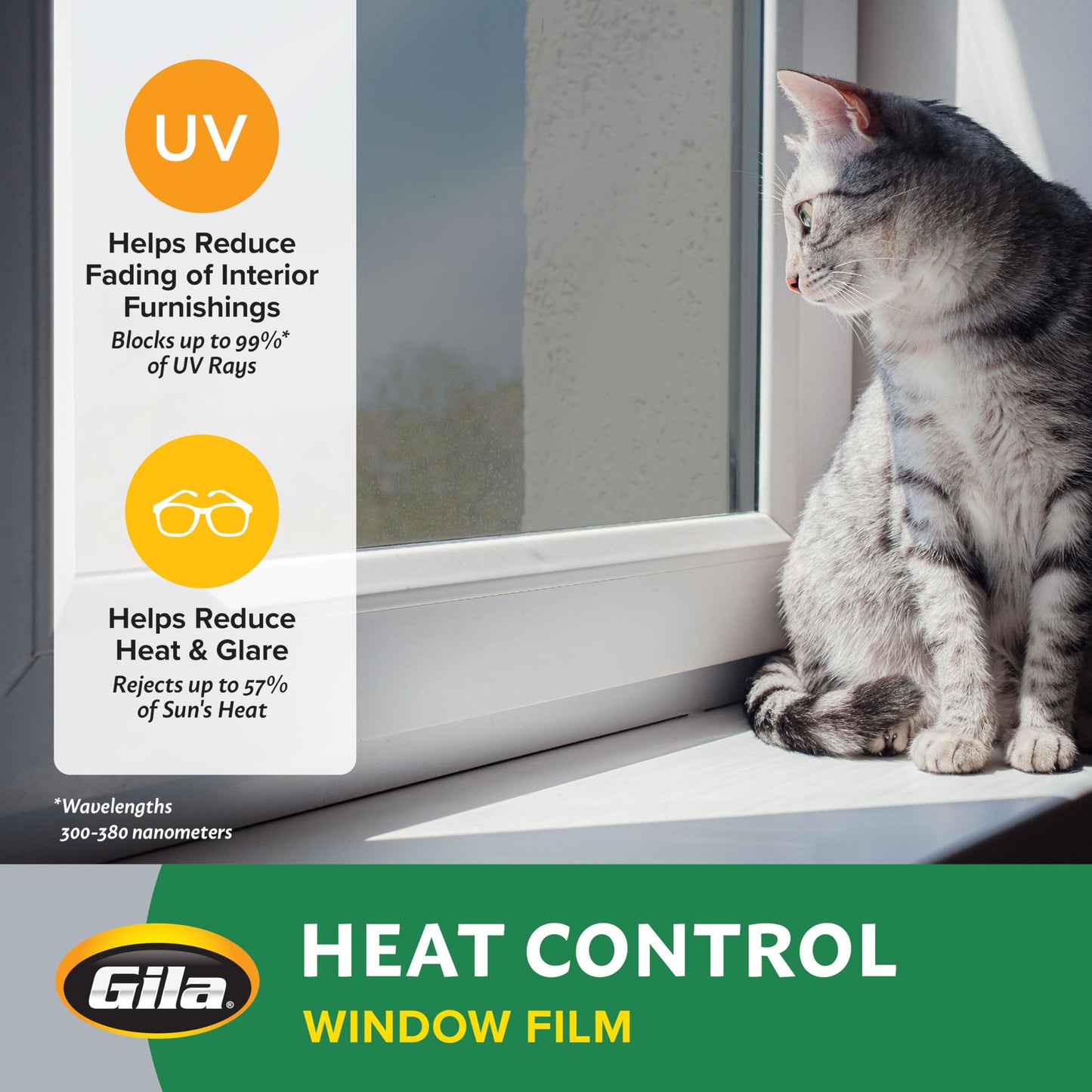 Gila Heat Control Light Gray Adhesive Residential DIY Window Film Sun Blocking 3ft x 15ft (36in x 180in)