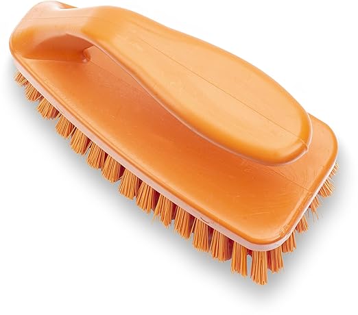 SPARTA Scrub Brush with Iron Shaped Handle and Stiff Bristles, Heavy Duty Scrubber Brush for Kitchen, Bathroom, Shower, Tile, Sink, Carpet and Bakepans, Polypropylene, 6 Inches, Orange, (Pack of 6)