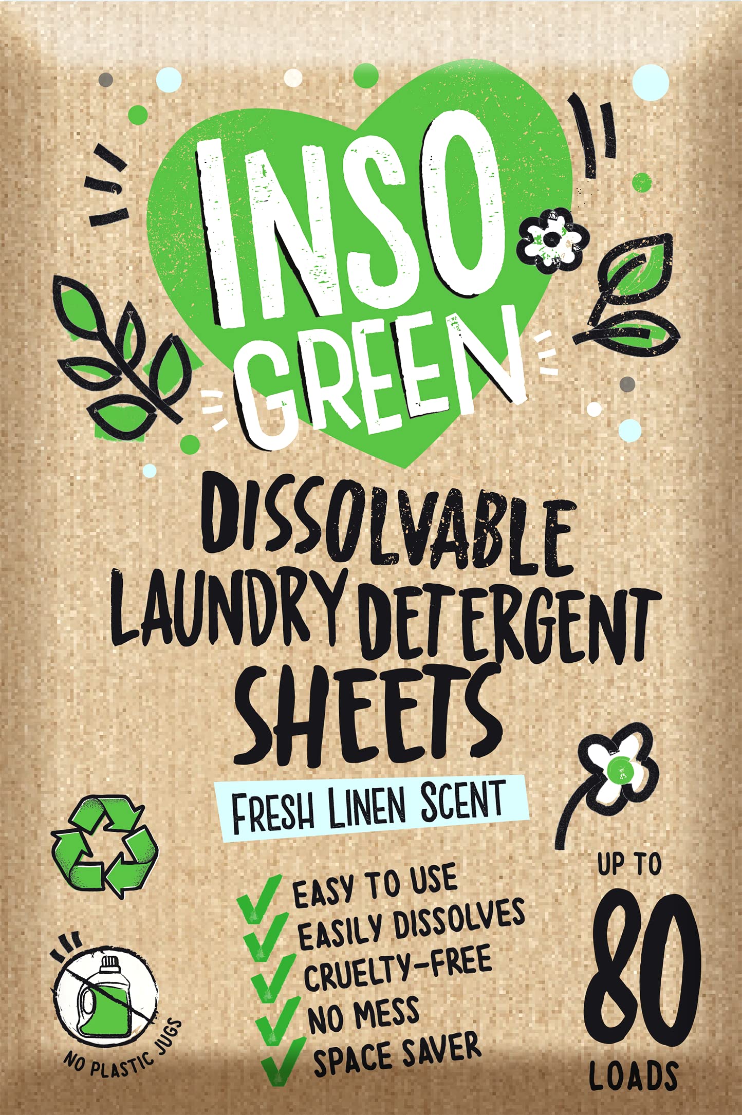 Eco Laundry Detergent Sheets - 80 Load Zero Plastic Jugs Washer Strips - No Mess, Space-Saving Travel Detergent - 40 User Friendly Sheets
