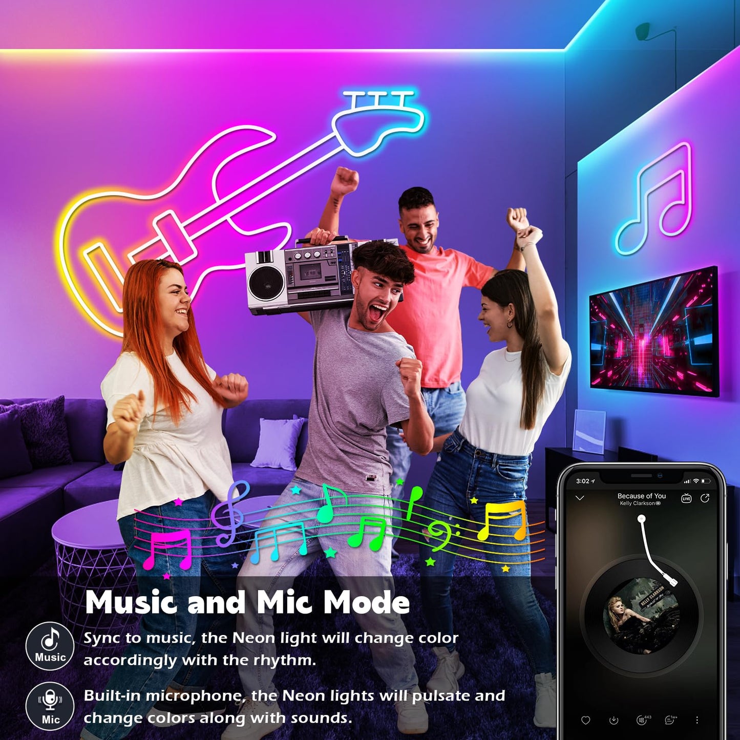 50Ft Neon Rope Lights,Flexible Led Rope Lights Control with App/Remote,Multiple Modes Rope Lights,IP65 Outdoor RGB Led Neon Lights Waterproof,Music Sync Gaming Led Neon Light Strip for Bedroom Decor
