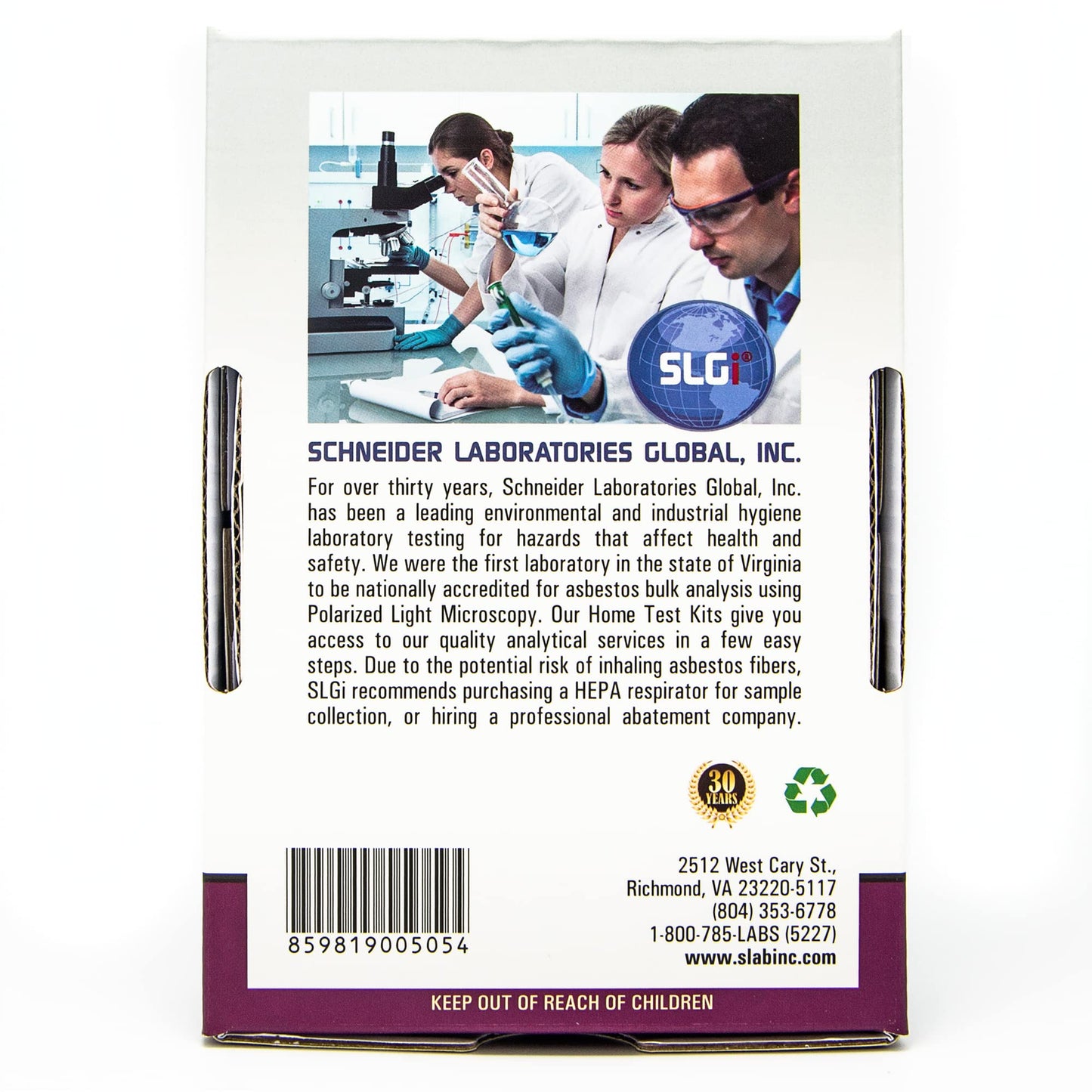 SLGI Home Test Kits Asbestos 1 PK (5 Bus. Days) Return Ground Shipping Included
