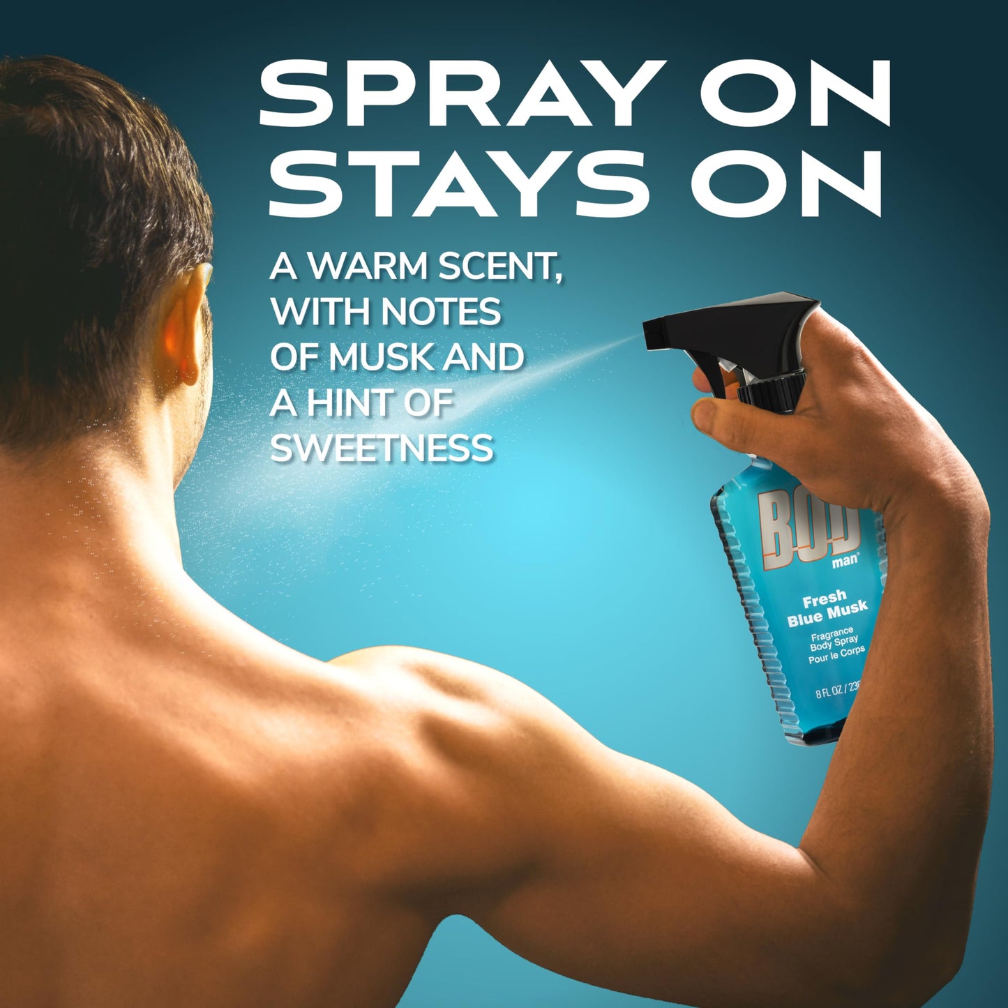 BOD man Fragrance Body Spray, Fresh Blue Musk, 8 fl oz