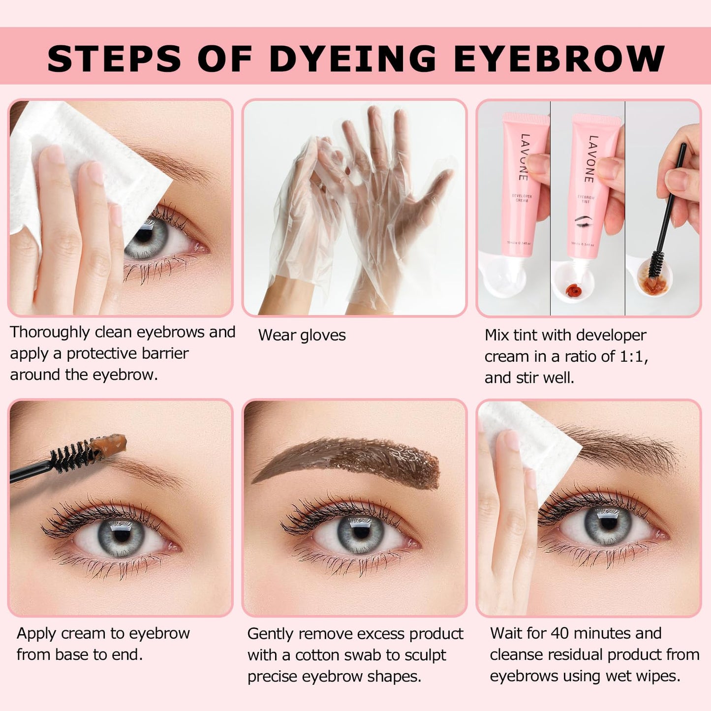 Eyebrow Color Kit with Brow Color & Eyebrow Pencil, 2-in-1 Natural Effects Eyebrow Makeup Set, Easy & Safe to Use 10ml - Dark Br