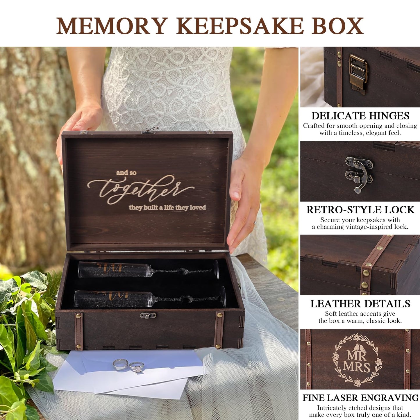 Physkoa Wedding Champagne Flutes-Toasting Mr and Mrs Champagne Glasses with Keepsake Box– Bride and Groom Champagne Glasses