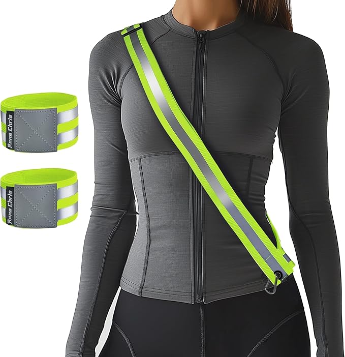 Rena Chris Reflective Running Gear, Reflective Sash, Night Dog Walking Safety Gear, High Visibility Reflective Safety Runn...