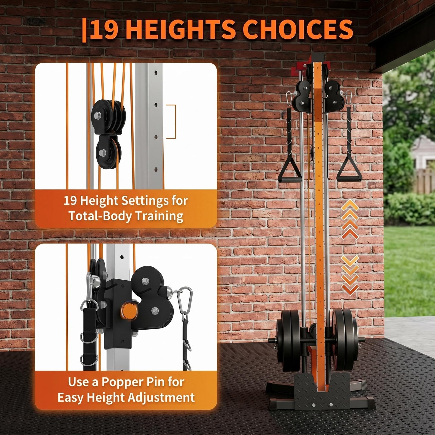 Garvee Wall Mount Cable Machine, Dual Pulley Cable Crossover System with 19 Adjustable Positions & 400LBS Capacity - All-in-1 Home Gym Equipment with Accessories for Strength Training