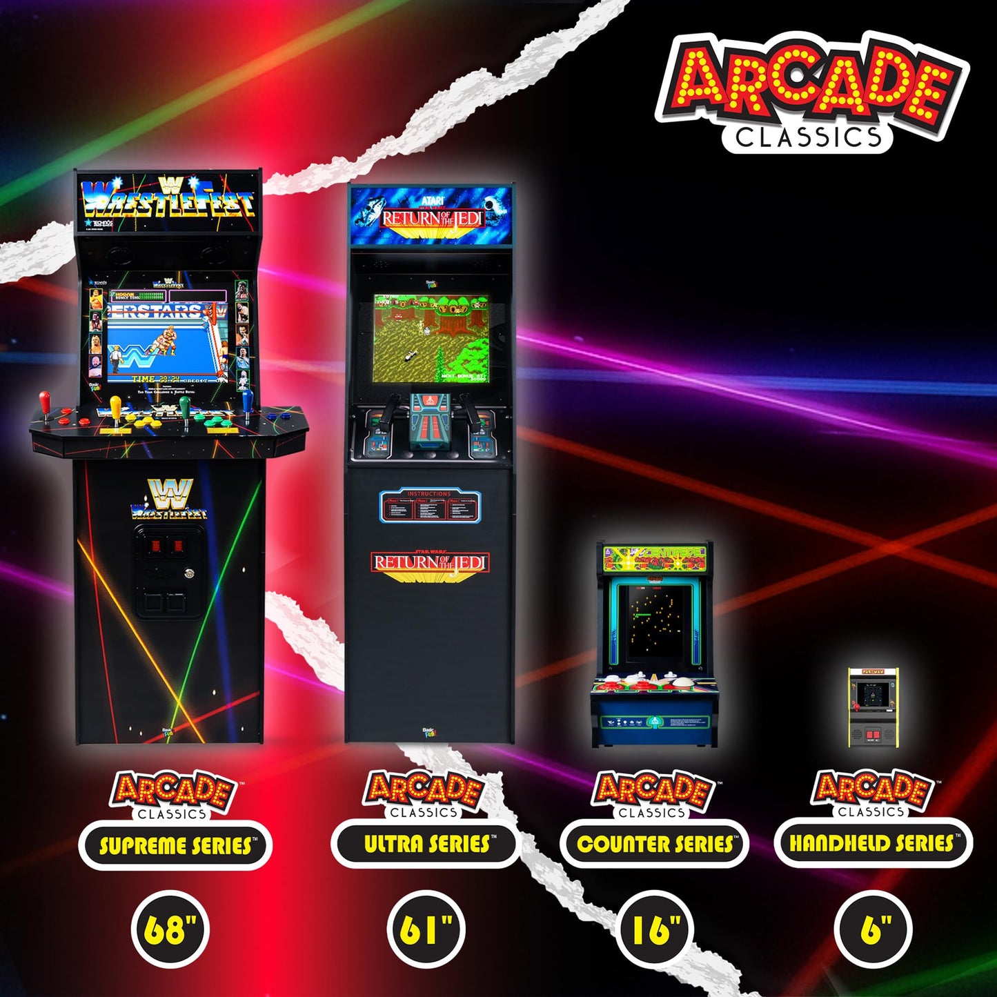 Arcade Classics Atari Star Wars Ultra Series Free Standing Electronic Game w/ 17" Liquid Crystal Screen - Classic Indoor Cabinet Console for Home & Basement Gaming