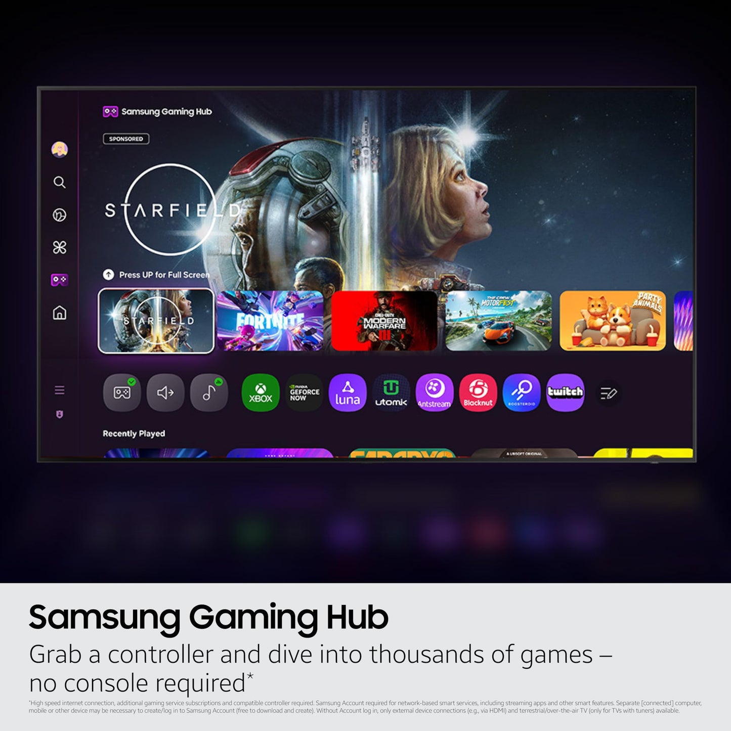 Samsung 65-Inch Class Crystal UHD U8000F 4K Smart TV (2025 Model) Endless Free Content, Crystal Processor 4K, MetalStream Design, Knox Security, Alexa Built-in