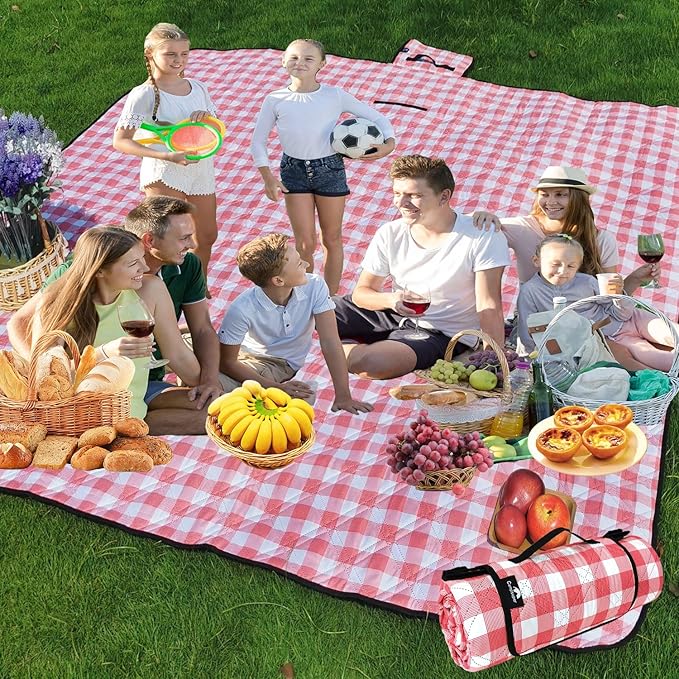 Campsuper Picnic Blankets Machine Washable, 79''x79'' Extra Large Waterproof Foldable Compact Beach Blankets, Oversized XL...