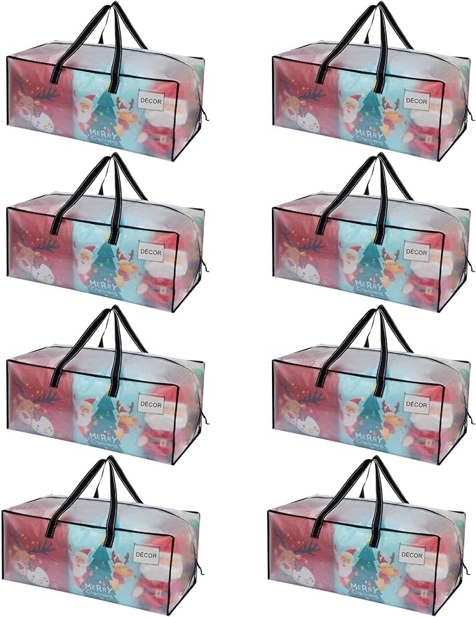 VENO 8 Pack Moving Bags Extra Large Storage Bags for College Move-In, Heavy-Duty Storage Totes, Packing Boxes, and Wardrobe Moving Supplies - Durable Laundry Bags for Clothes (Clear, 8 Pack)