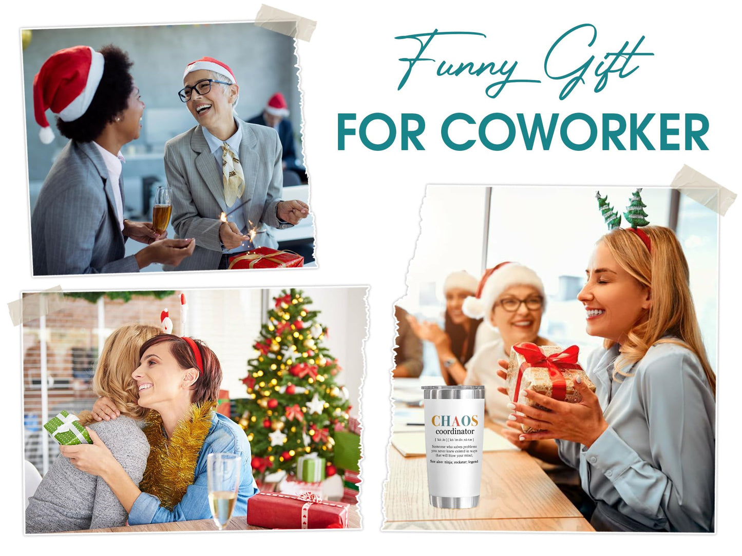 TEEZWONDER Thank You Gifts for Women - Chaos Coordinator 20 oz Stainless Steel Insulated Tumbler with Lid - Employee Appreciation Christmas Birthday Gifts for Women Coworkers Boss Teacher Nurse Friend