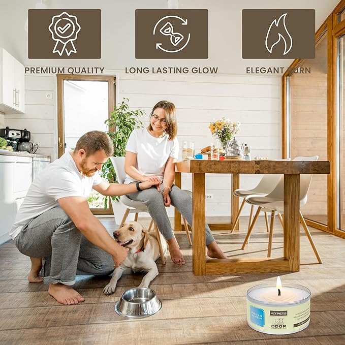 Dog Odor Eliminators for Home Long-Lasting 72-Hour, Burn Natural Soy Wax with Refreshing Scent, Cat Odor Eliminator Scented Candle to Remove Pet Smells (Fresh Linen)
