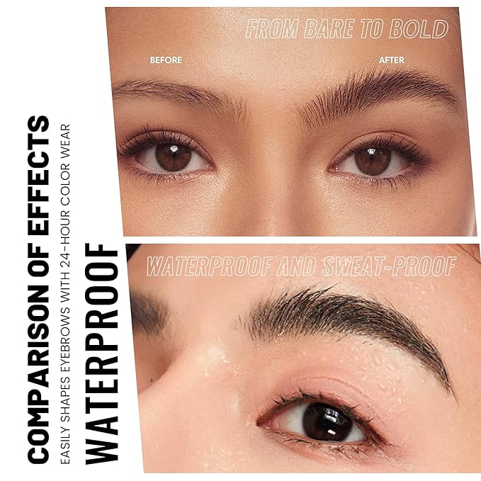 Pudaier 2 Pack 2 Fine Tip Eyebrow Pen, Waterproof Filling Faux Brow Makeup Pencils for Women with Precise Curved Brush-Tip to Fast Create Natural Hair-Like Brows, Last All-Day (Truffle)
