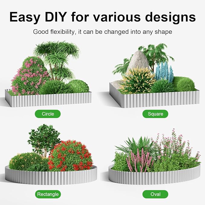 Land Guard Corrugated Garden Edging Border, 6" x 100' Landscape Paver Edging, Tall Landscape Edging, Fence for Garden, Flower Bed, Lawn and Landscape Edging(Silver)