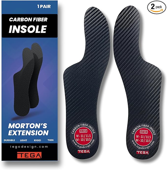 Morton´s Extension Orthotic, Carbon Fiber Rigid Insole - 1 Pair - Morton's Toe, Turf Toe, Hallux Limitus, Hallux Rigidus, Arthritis (W9/M8)