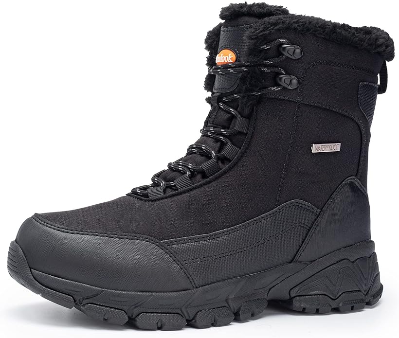 SHULOOK Men's Snow Boots Waterproof Warm Fur Lined Winter Hiking Boot Non-slip Outdoor Ankle High-top Shoes Work Hiker Tre...