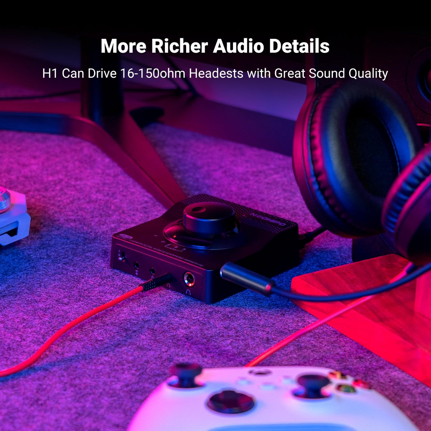 Neohipo H1 Dac Amp For Pc,Mini Usb Gaming Dac Headphone Amplifier, Mini Hi-Fi Digital-To-Analog Amp, 3.5Mm/6.35Mm/Mic/Eq Opt/Coa