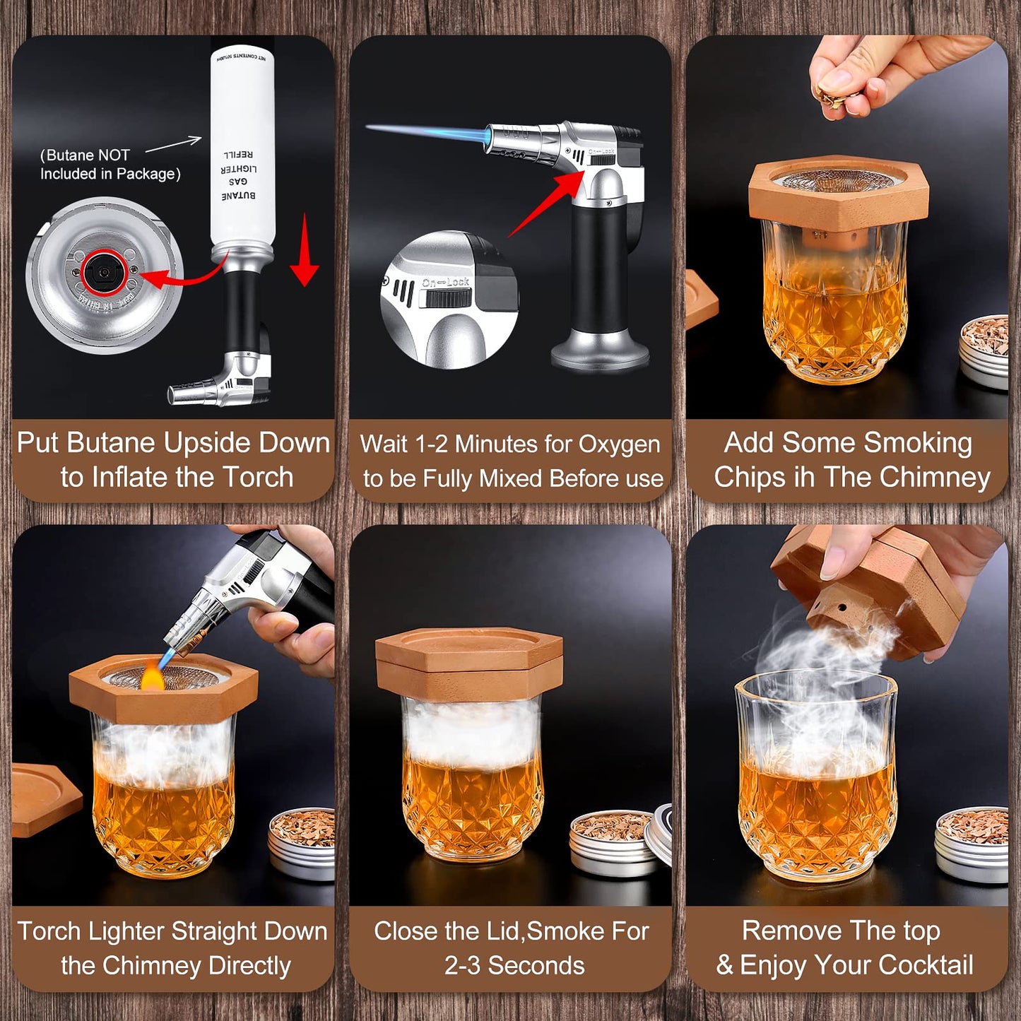 WEICHA Bourbon Whiskey Gifts for Men Dad - Cocktail Smoker Kit with Torch, Birthday Anniversary Unique Gifts for Dad Boyfriend Husband Grandpa, Smoked Bourbon Kit, Mens Gifts Ideas
