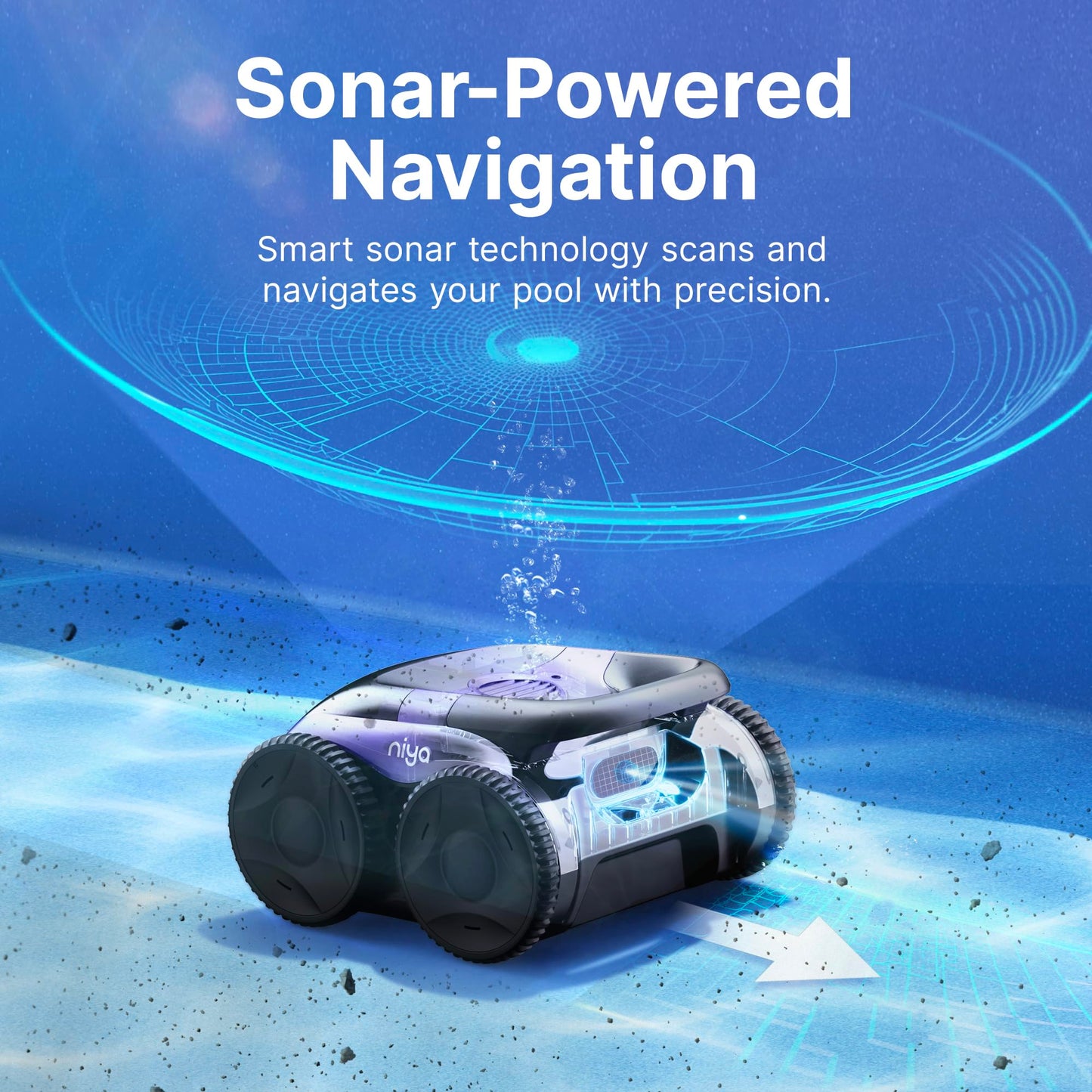 Niya Sonar 20 Cordless Robotic Pool Cleaner from The Creators of Dolphin, Ideal for Above/Inground Pools, up to 26 FT in Length, Floor Cleaning Only
