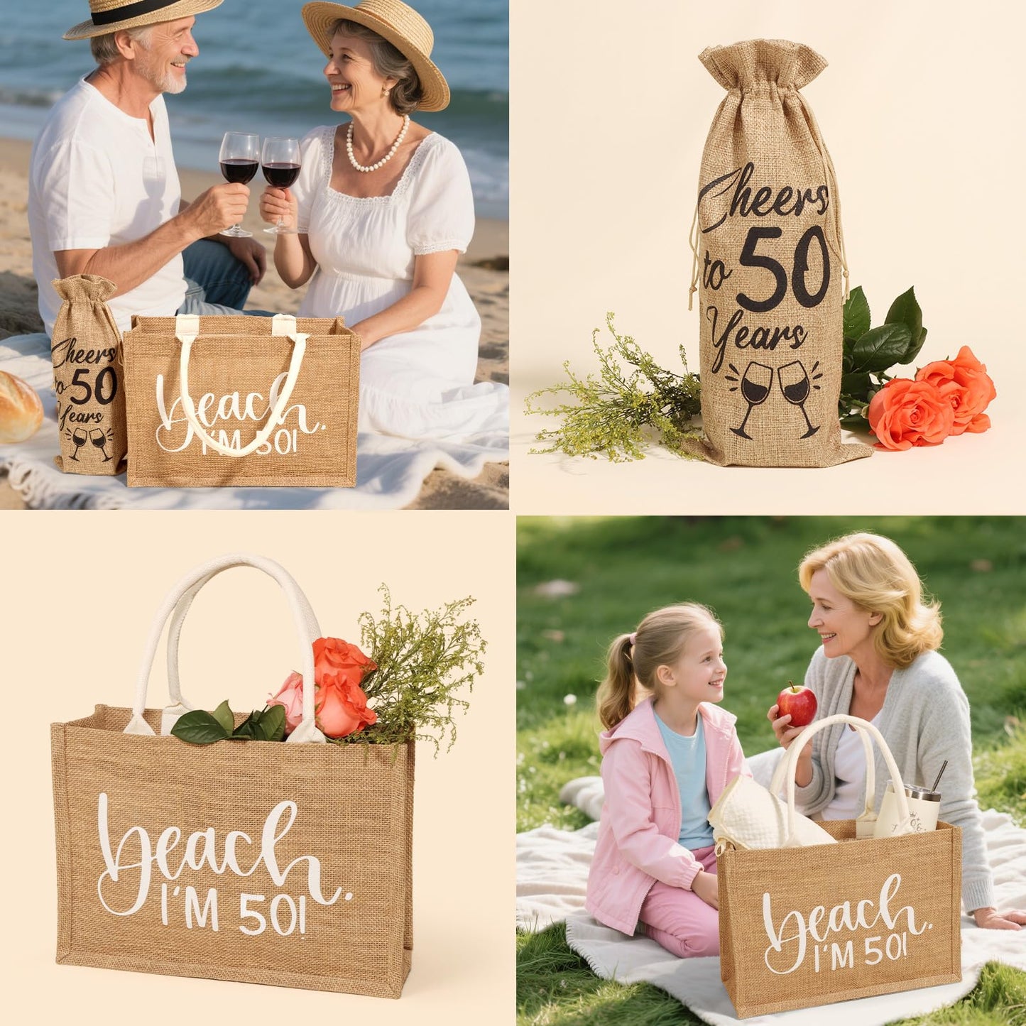 JOLYKAKI 50th Birthday Gifts for Women, 50 Birthday Gifts Ideas for Her, 50 Years Old Gift Baskets, Best 50 Fabulous 1975 Birthday Gifts Basket for Mom Sister Friend Wife Daughter Coworker