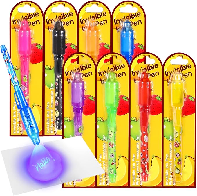 TAFULOR Invisible Ink Pen for Kids, Birthday Party Favors for Girls Boys, Spy Pens with UV Light Secret Message Magic Mark...