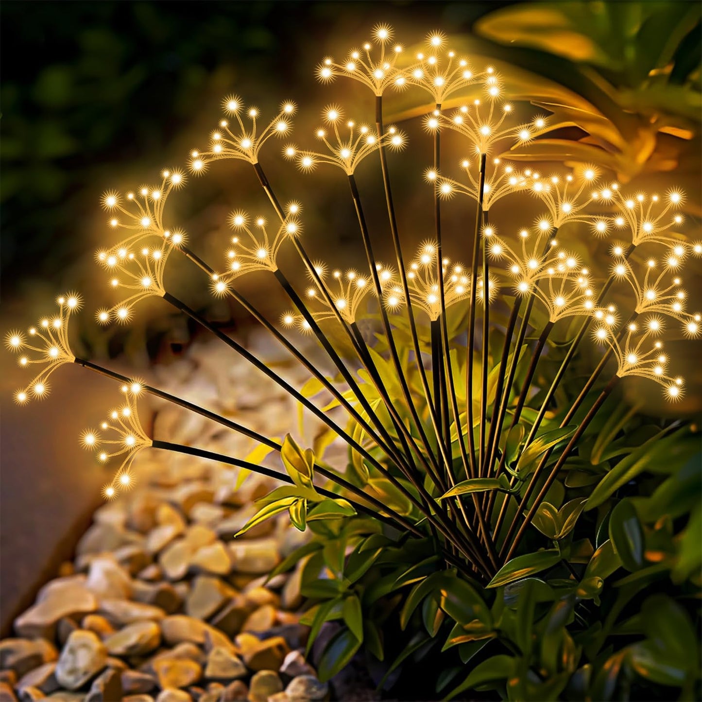 Solar Garden Lights 6 Pack Waterproof Solar Swaying Starburst Light Outdoor Lights for Yard Patio Walkway Pathway Party Wedding Christmas Decorative, Warm White
