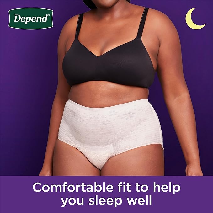 Depend Night Defense Adult Diapers, Incontinence & Postpartum Bladder Leak Underwear for Women, Disposable, Overnight, Small, Blush, 16 Count, Packaging May Vary