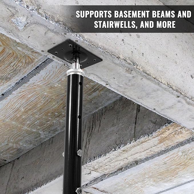Yaocom 2 Pcs Adjustable Jack Post, 19"-36" Height Range, Basement Floor House Screw Jacks for Lifting Joist Beam Brace for Cellar Ceiling, Center Point Load Capacity 11023 Lbs (Black)